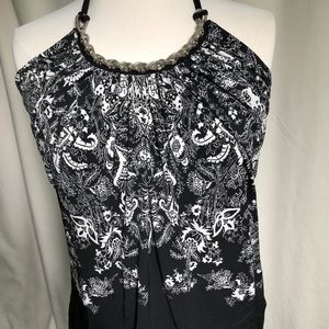 Black and White Market Halter Top